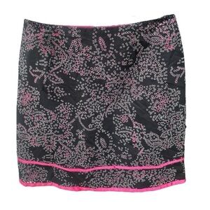 bently a. Y2K Perforated Black/ White Circle Overlay Mini Skirt I Size: 14